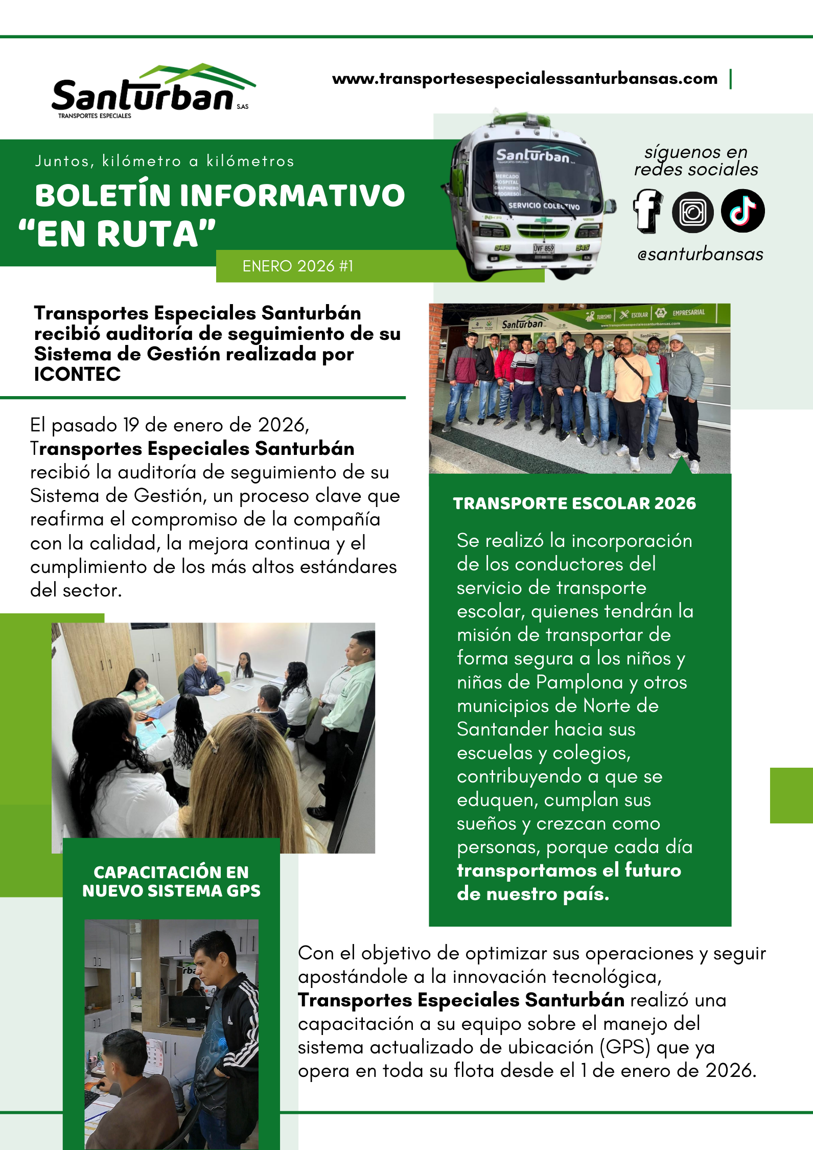 Transportes Santurbán boletón informativo